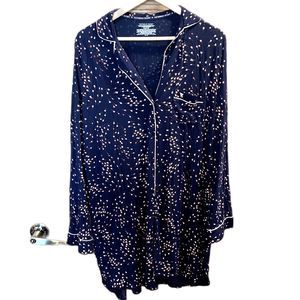 Victoria's Secret Women's XL Soft Stretchy Cozy Casual Navy Floral Pajama Top